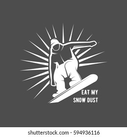 Snowboarding logo label template. Winter sports. Logo snowboard in the mountains. Retro design. Old school sport logo. Monochrome badges.