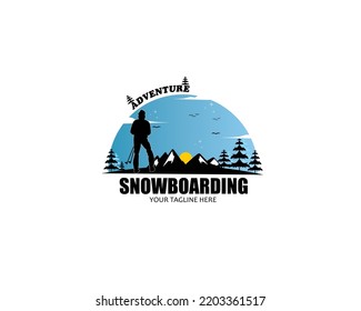 Snowboarding logo silhouette vector design