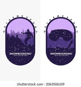 Plantilla de ilustración vectorial del logotipo Snowboarding