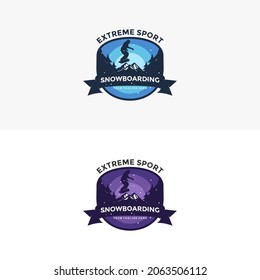 Plantilla de ilustración vectorial del logotipo Snowboarding