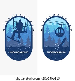 Plantilla de ilustración vectorial del logotipo Snowboarding