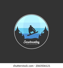 Plantilla de ilustración vectorial del logotipo Snowboarding