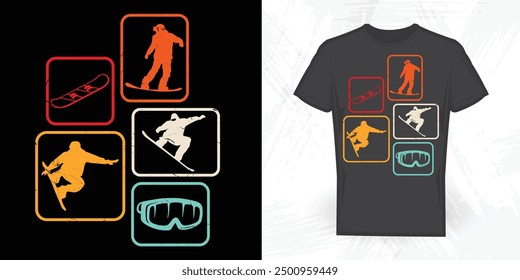 Snowboarding Lover Funny Vintage Snowboarding Skiing T-shirt Design