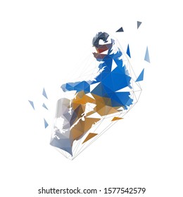 Snowboarding, low poly geometric illustration, abstract isolated vector snowboarder