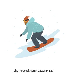 snowboarding man downhill isolated vector illustration graphic