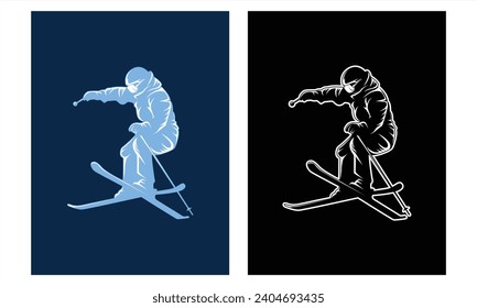 Snowboarding Man Silhouette Outline Vector