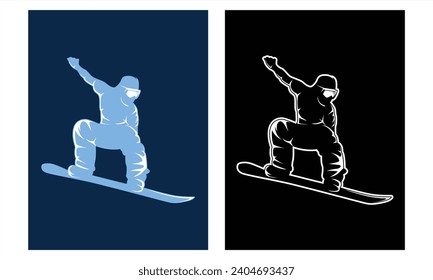 Snowboarding Man Silhouette Outline Vector