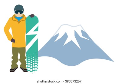 Snowboarding men and Snow Mountain