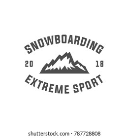 snowboarding mountain emblems, labels and designed elements. Extreme theme, winter games, outdoors adventure