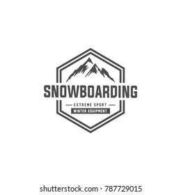 snowboarding mountain emblems, labels and designed elements. Extreme theme, winter games, outdoors adventure