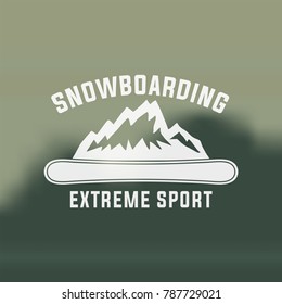 snowboarding mountain emblems, labels and designed elements. Extreme theme, winter games, outdoors adventure