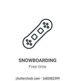 Snowboarding outline vector icon. Thin line black snowboarding icon, flat vector simple element illustration from editable free time concept isolated stroke on white background