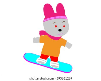The snowboarding of the rabbit.