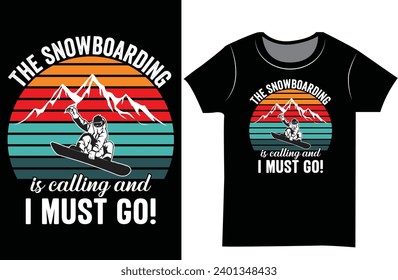 Snowboarding Retro color vector T-shirt