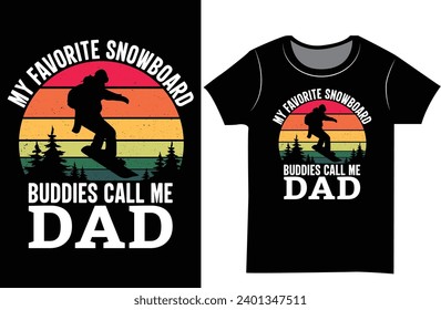 Snowboarding Retro mountain vector graphic T-shirt