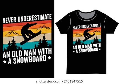 Snowboarding Retro mountain vector graphic T-shirt