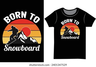 Snowboarding Retro mountain vector graphic T-shirt