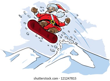 Snowboarding Santa