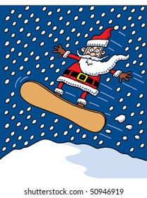 Snowboarding Santa