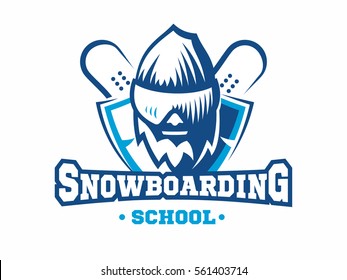 Snowboarding school logo - vector illustration, emblem design on white background
