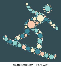 Snowboarding shape vector design by color point