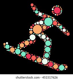 Snowboarding shape vector design by color point