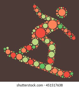 Snowboarding shape vector design by color point
