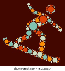 Snowboarding shape vector design by color point