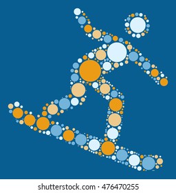 Snowboarding shape vector design by color point