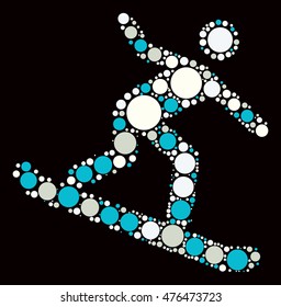 Snowboarding shape vector design by color point