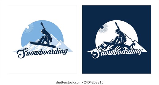 Snowboarding Silhouette Logotype Sticker Vector