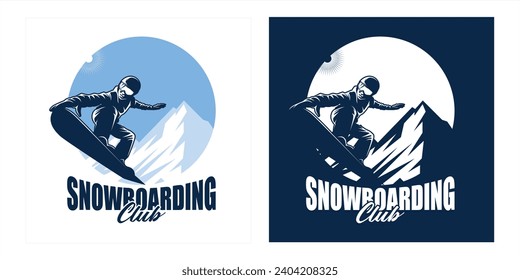 Snowboarding Silhouette Logotype Sticker Vector
