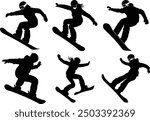 Snowboarding Silhouette, Snowboarder Vector clipart.