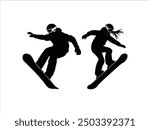 Snowboarding Silhouette, Snowboarder Vector clipart.