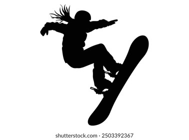 Snowboarder Silhouette, Snowboarder Vector Clipart.