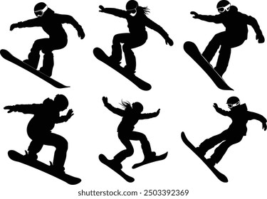 Snowboarding Silhouette, Snowboarder Vector clipart.