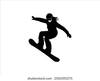 Snowboarding Silhouette, Snowboarder Vector clipart.