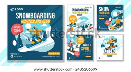 Snowboarding Social Media Post Flat Cartoon Hand Drawn Templates Background Illustration