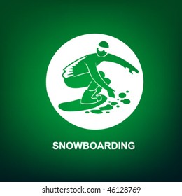 snowboarding sport icon on the green background
