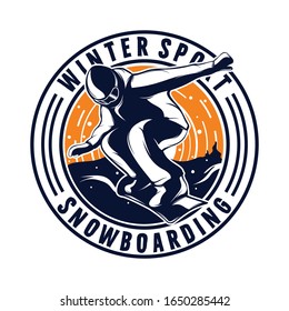 Logo deportivo Snowboarding. plantilla de logotipo de deportes de invierno