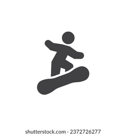 Snowboarding sport vector icon. filled flat sign for mobile concept and web design. Snowboarder riding board glyph icon. Symbol, logo illustration. Vector graphics