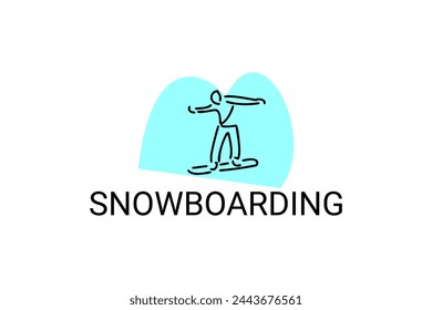 Snowboarding sport vector line icon. practice Snowboarding. sport pictogram, vector illustration.