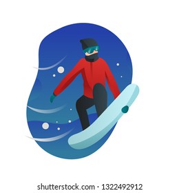 snowboarding sports at snow, vector illustration