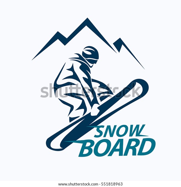 stilisiertes Snowboardsymbol, Vektorsilhouette, Logo oder Emblem