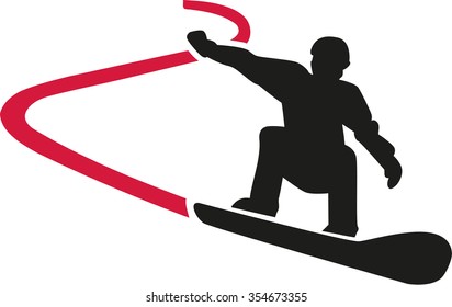 Snowboarding with track
