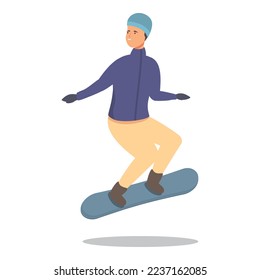 Vector de dibujos animados de icono de entrenamiento de Snowboard. Escuela de deportes. Snowboard infantil