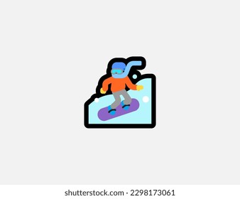 Snowboarding vector icon. Winter Extreme Sports Activity and Sport. Emoji illustration. Isolated Snowboard man vector emoticon