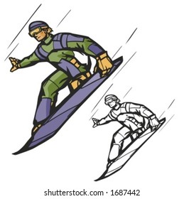Snowboarding vector illustration.