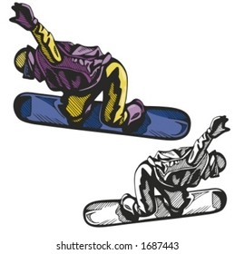 Snowboarding vector illustration.