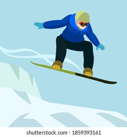 Snowboarding vector illustration. Extreme sport vector in flat style design